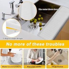 Silicone Edge Protectors - Multifunction Sink Accessories, Splash Guard & Draining Mat for Kitchen, Bathroom Sink, Steel, Granite, Quartz Countertops(Transparent)