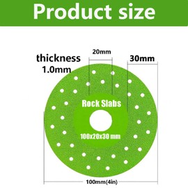 6 Pack 4 in Diamond Saw Blade, 1 mm Ultra-Thin Rock Slab Grinding Disc with Reducing Ring, Discos para Cortar Ceramica for Cutting and Grinding Tile, Jade, Marble