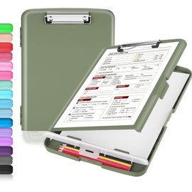 Sooez Clipboard with Storage, High Capacity Nursing Clip Board 8.5 x 11 with Pen Holder & Low Profile Clip, Plastic Clipboards Case Box, Teacher Must Haves School Office Supplies,Letter Size/ A4