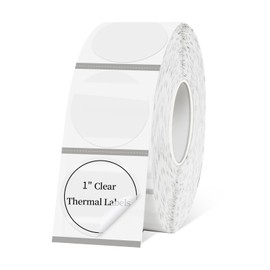 Yeachlaing 1" Transparent Thermal Label Stickers,Waterproof Thermal Printer Sticker Labels for Gift Wrapping, Self-Adhesive Name Price Tag DIY Custom Logo Design (1000 pcs)