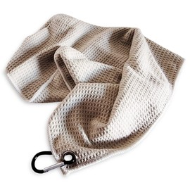 Golfball-Uhu Microfibre Waffle Design Men's Women's Golfball-Uhu Towel Golf Towels with Clip (Carabiner Hook) Lightweight and Quick Drying Black, Grey, Beige 60 x 40 cm