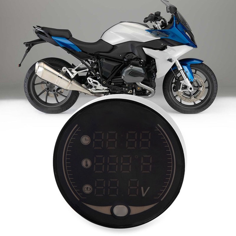 3-in-1 Motorcycle Electronic Digital Thermometer Voltmeter Time Clock Temperature Gauge