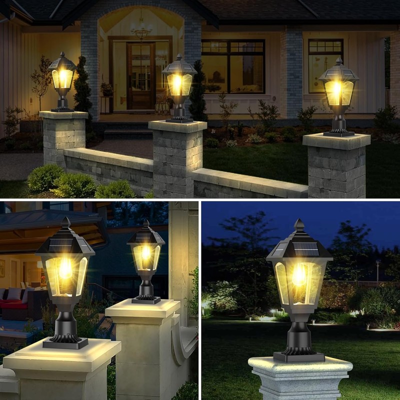 Benany Solar Post Lights Outdoor, Aluminium Solar Lamp Post Light