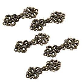 WANDIC Cardigan Clips, 5 Pairs Vintage Hollow Flower Cape Fasteners Hook and Eye Cardigan Clip Cloak Fasteners for Sweater Scarf Antique