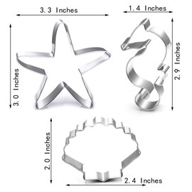 Winrase Set of 3 DIY Stainless Steel Starfish Hippocampus Shell Shape Cookie Cutter Fondant Cutter