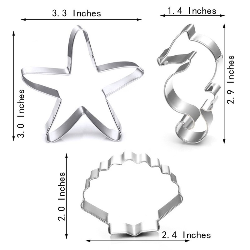 Winrase Set of 3 DIY Stainless Steel Starfish Hippocampus Shell
