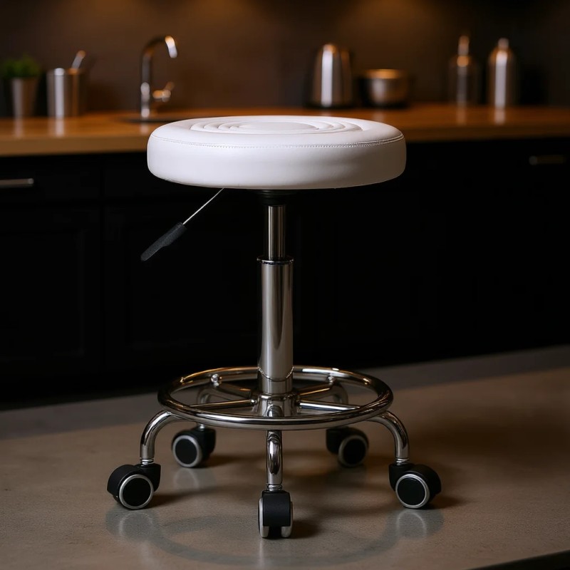 Height Adjustable Swivel Bar Stool PU Leather Seat Chrome Base