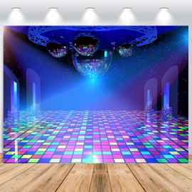 ASDCXZ Disco Party Photo Background 2.5 x 1.8 m, Vintage 70s 80s 90s Disco Ball Stage Photo Wall Background Vinyl Night Club Neon Music Birthday Disco Theme Party Photo Background Studio Props