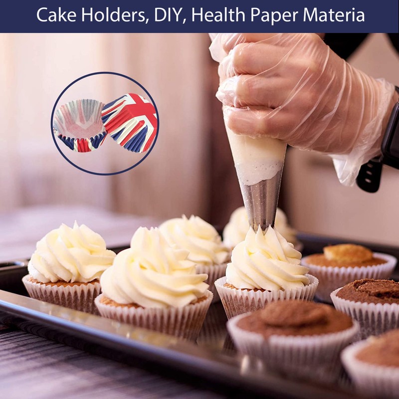 100pcs Mini Union Jack Cupcake Cases Baking Cups, Paper Muffin