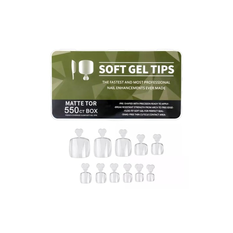 Soft Gel Tips Para Pies 550 Pzas Uñas Soft Gel