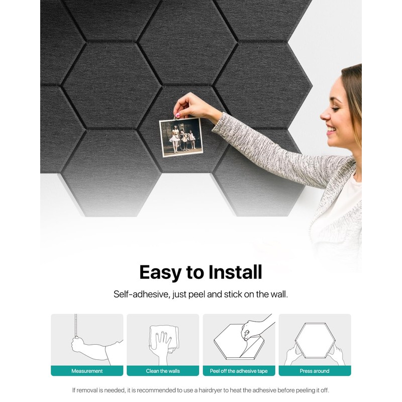 18 Pack Hexagon Acoustic Panels, Self-Adhesive Soundproof Wall Panels, High