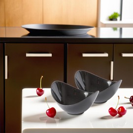 Blue Sky MiniWare 12-Pack Black Small Oval Dish | Disposable Plastic Serveware for Appetizers, Desserts & Parties