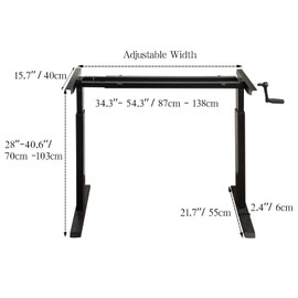 QLLY Standing Desk Frame with Adjustable Length Heavy Duty 300lb Sit Stand up Height Adjustable Desk Leg for Home and Office (Black)