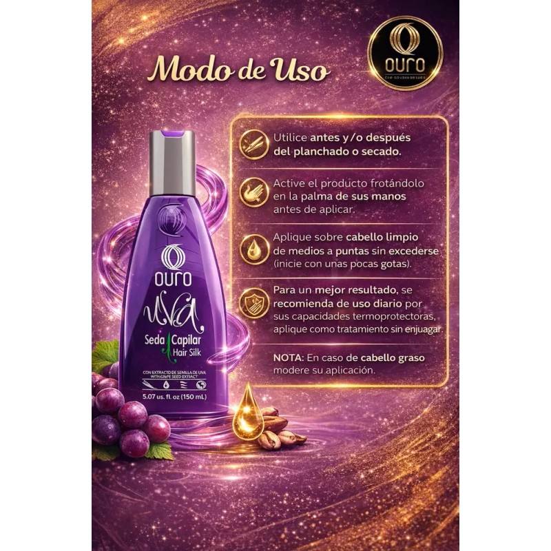 Seda Capilar Ouro® De Uva Hair Silk 150 Ml. (1