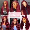 22inch 99j Burgundy Lace Front Wigs Human Hair Pre Plucked