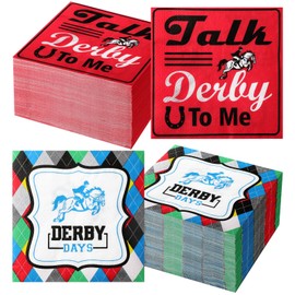 Janlaugh 200 Pcs Derby Horse Cocktail Napkins Derby Day Party Horse Racing Cocktail Beverage Napkins for Kentucky Jockey Birthday Party Supplies Decorations