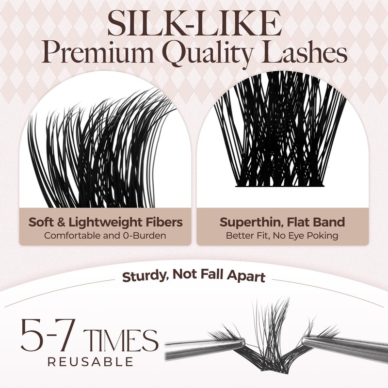 LASHVIEW Cluster Lashes D Curl Volume Eyelash Clusters 9-16mm Mix