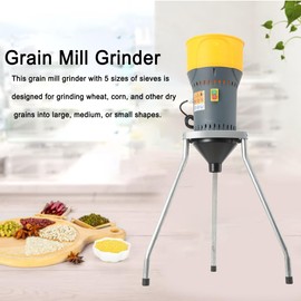 Electric Corn Mill Grinder, 25L/6.6Gal Dry Grain Mill Grinder with 5 Sieves, Detachable Bucket, 1000W Dust-free Flour Mills, Wheat Mill Grinder for Home and Farm Feed Grinding, Molino De Maiz