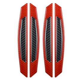 Auto Car Door Edge Protective Strips, Car Universal Carbon Fiber Door Guard, Guards Buffer Trim Molding Protection Strip Scratch Protector Reflective Safety Warning 4Pcs/Set.