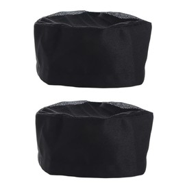 Leanockesa 2 PCS Unisex Chef Hats,with Breathable Mesh Top Adjustable Food Service Caps for Kitchen, Cooking Service (Black)