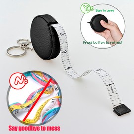 WAISTMEUP Tape Measure for Body Measuring Tape Double Scale Body Sewing Flexible Ruler for Medical Tailor Craft Ruler, Retractable Key Chain Mini Tape Measure 120 Inches/300cm (Black)
