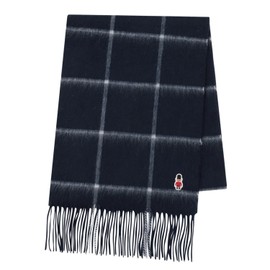 Moonbat Mackintosh Philosophy Scarf, 100% Wool, Buckingham Bear Check 48160 with Brand Packaging, blue (navy blue)
