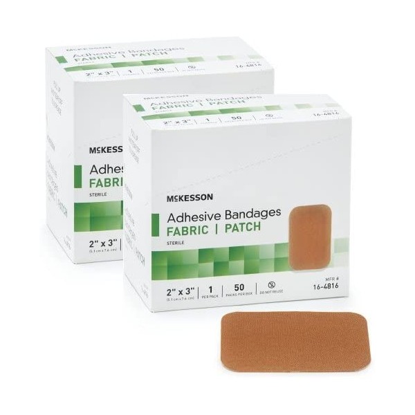 McKesson 16-4816 Medi-Pak Adhesive Strip, Performance Fabric, 2" x 3" (2 boxes of 50)