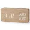 Virklyee Wooden Digital Cube Alarm Clock with LED Temperature Display,