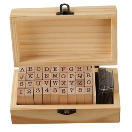 Becho Ink Pads & Alphabet Stamps Set:Black Ink pad and 36 pcs Typo Stamps