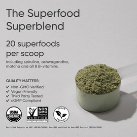 Sports Research® Organic Greens Superfood Powder w/Spirulina, Chlorella, Adaptogens, Enzymes, Probiotics & 8 VIT Bs for Gut & Mood Support* - Vegan, Sugar-Free & Low-Cal Pineapple Coconut 30 Servings
