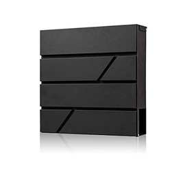 Yoocabinet Mailbox Wall Mount,Large Capacity Locking Mailbox for Outside,Galvanized Steel Cover and Rust-Proof Metal Post Box with Newspaper Holder,14.3"x14.3"x4.3" Black,MD025B