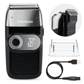 PRITECH Foil and Bald Shavers 2 in 1 Electric Shaver for Men Foil Blade and PopupTrimmer with Rechargeable 3 Adjustable Speeds Men's Shaver (Black Silver)