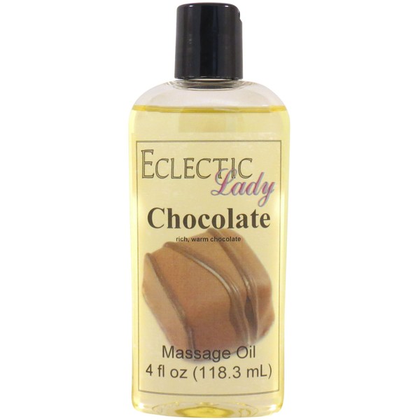 Chocolate Massage Oil, 4 oz, with Sweet Almond Oil and Jojoba Oil, Preservative Free, Perfect for Aromatherapy and Relaxation