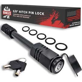 Vehiclex Trailer Hitch Pin Lock for 2" Receiver Secure 5/8" Locking Pin for Class III, IV Hitch with Exclusive Tubular Key, Built Tough for Dust, Mud, and Thieves