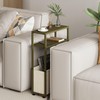 Leomonio Narrow Side Table, Slim End Tables with Fabric Basket,