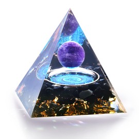 RUOJAS Orgone Pyramid Healing Crystal Meditation Positive Energy Generator Amethyst, Promote Wealth and Prosperity