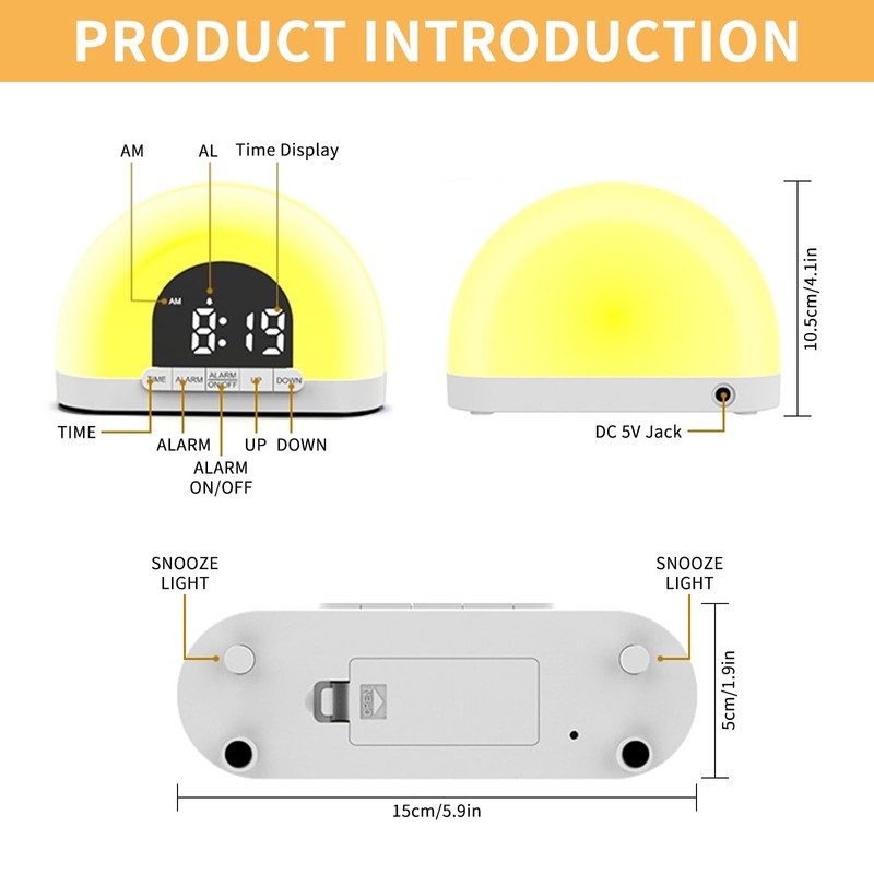 Light Alarm Clock, Daylight Alarm Clock with Sunrise and Sunset