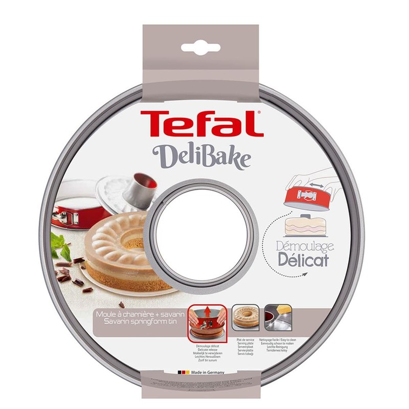 TefalJ 1642614 Delibake Savarinform mit Scharnier, 25 cm, Karbonrot