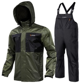 Rodeel Waterproof Jacket and Overalls Set Waterproof Rain Jacket Bid Suit Ultimate Protection for Outdoor Adventures Green