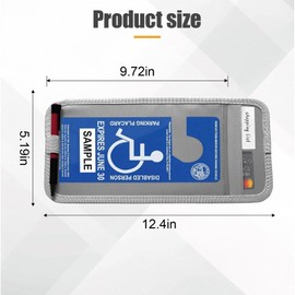 ZIMISI Handicap Placard Holder for Car, Universal Transparent Disabled Parking Permit Sign Protector, Auto Sun Visor Storage Clip Accessories with Pen Holder, Card Slot, Elastic Strap (Grey)