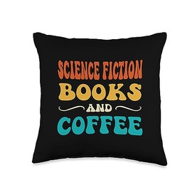 Groovy Funny Science Fiction Books and Coffee Reader Reading Throw Pillow
