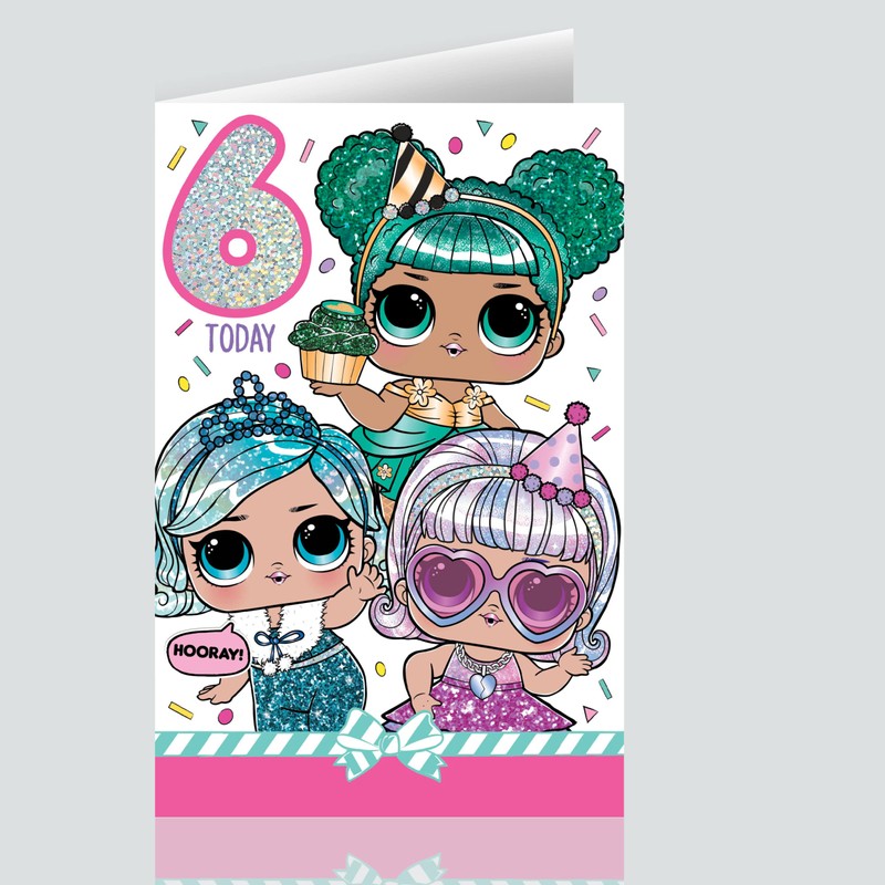 LOL Surprise Card, Happy 6th Birthday Card, Age 6