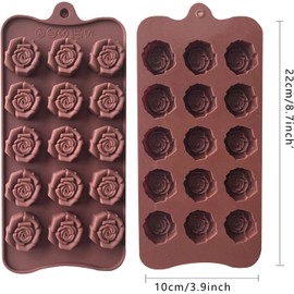 2PCS Rose Silicone Chocolate Mould, Flower Chocolate Molds 15 Cavity Rose Silicone Candy Moulds Sweet Valentines Candy Moulds Gummy Ice Jelly Moulds for Wax Melt Resin Casting Candles Soap