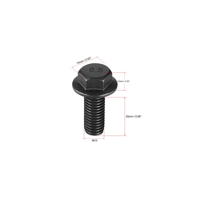 sourcing map Metric M10x25mm Hex Flange Bolts Left Hand Thread