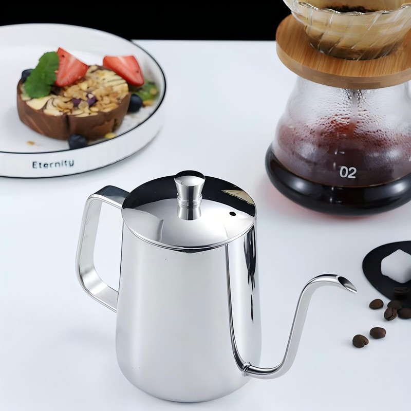 CHFNJJ Stainless Steel Coffee Pot, Gooseneck, Fine Mouth Drip Kettle,