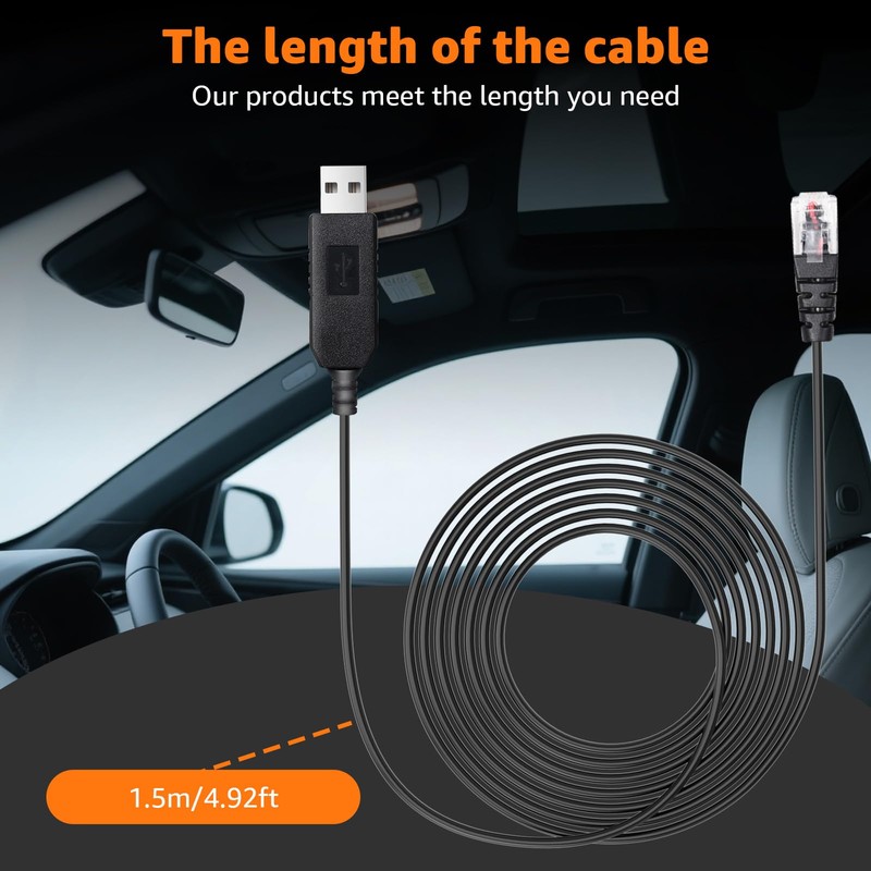 MONDGE 13.12Ft USB to RJ11 Radar Detector Power Cord -