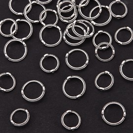 BEEFLYING 40pcs Two Hole Bead Round Frames Silver Links Connectors Charms for Beading & Jewelry Making Necklaces Bracelets Earrings Keychains