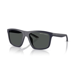 A|X ARMANI EXCHANGE Men's AX4149SU Universal Fit Square Sunglasses, Matte Dark Blue/Dark Grey, 56 mm