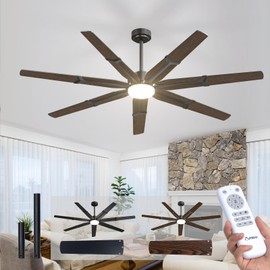 Amico 72 Inch Ceiling Fans with Lights and Remote, Indoor Outdoor Ceiling Fan for Patio Living Room, Kitchen, Quiet 6-Speed Reversible DC Motor, Dual-Sided Blades, Modern Farmhouse Dimmable & 3CCT