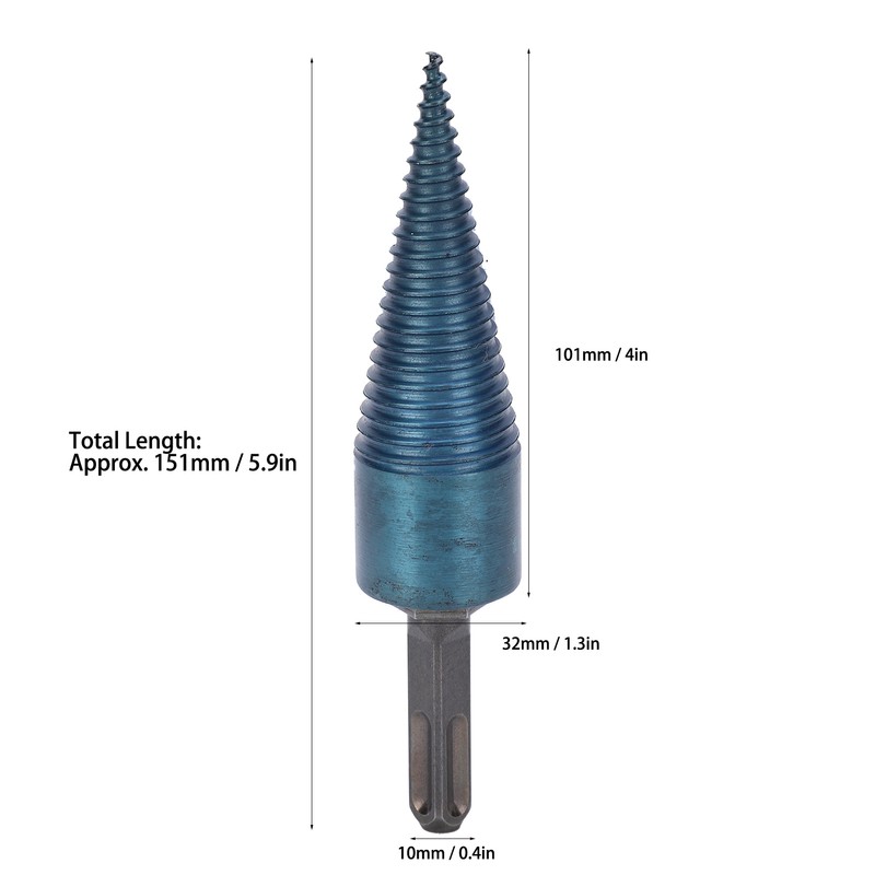 Screw Cone Drill Bit Square Shank Firewood Splitter Drilling Wood